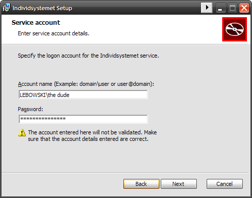 Service dialog